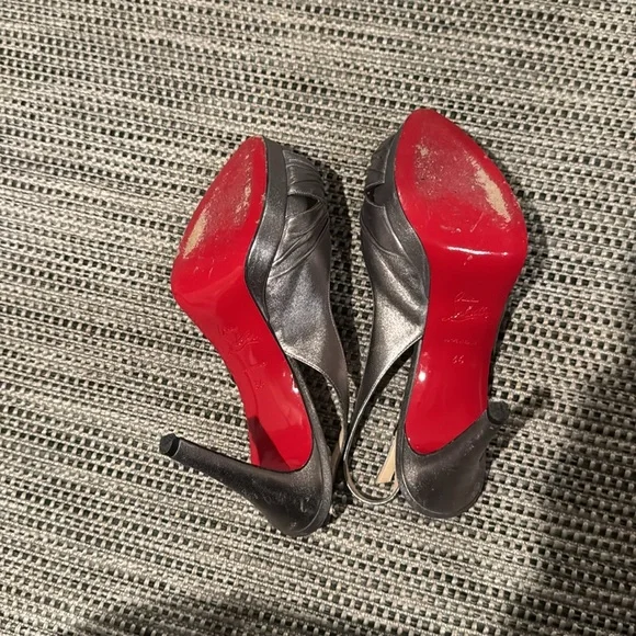 Christian Louboutin metallic slingback open toe platform heel sandal - Picture 6 of 9